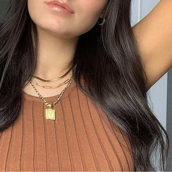 Nilevibes HIP HOP Initial Letter Pendant Necklace,Gold Platd Capital AlphabetA-Z - Picture 3 of 16